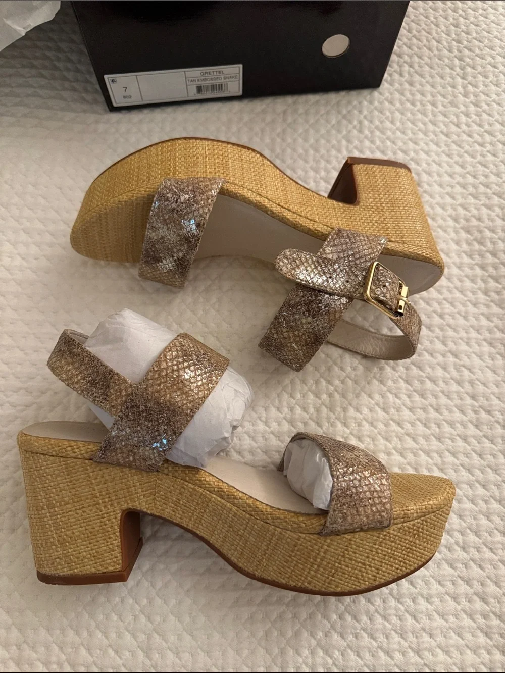 Chocolat Blu Grettel Platform Sandals In Tan Embossed Snake